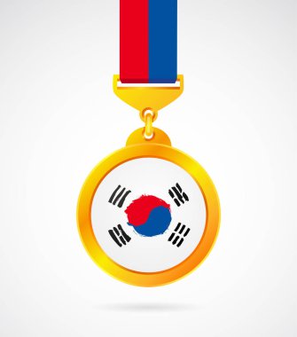 Kore bayrağı ile altın madalya