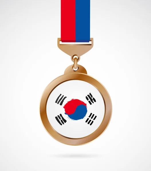 한국 국기와 동메달 — 스톡 벡터