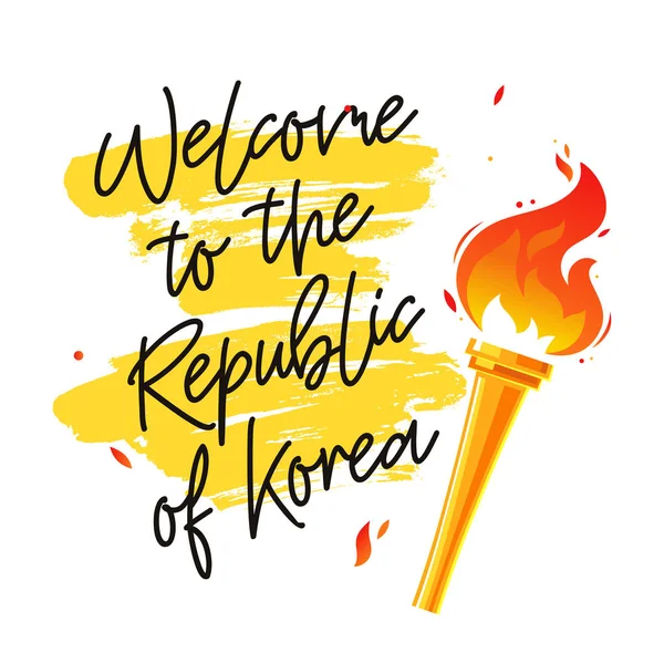 Bienvenidos a la República de Corea. Antorcha — Vector de stock