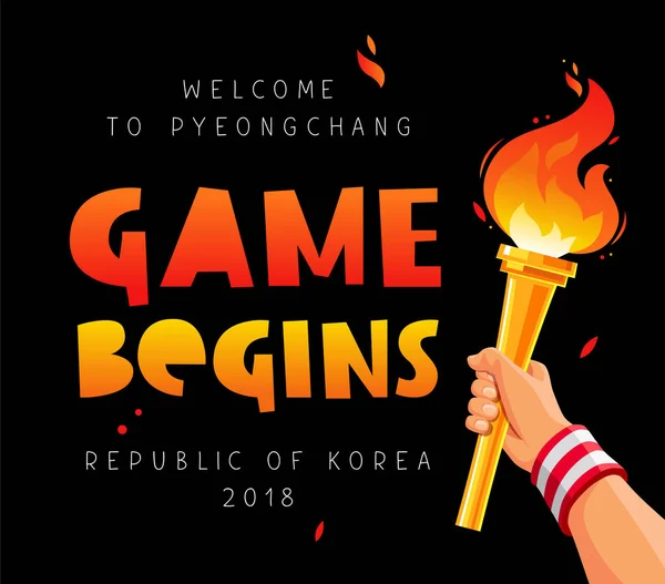 Permainan dimulai. Selamat datang di Pyeongchang. - Stok Vektor