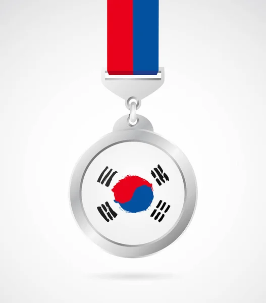 Срібна медаль з корейського прапор — стоковий вектор