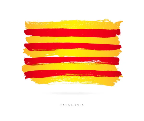 Flagge Kataloniens. Pinselstriche. — Stockvektor