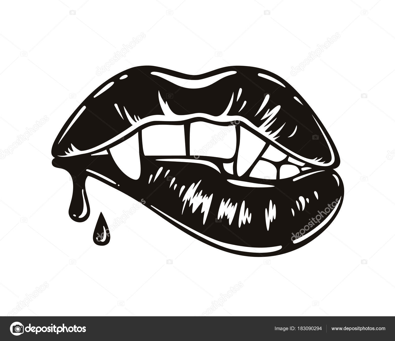 Vampire's mouth with fangs Stock Vector by ©chekat 183090294