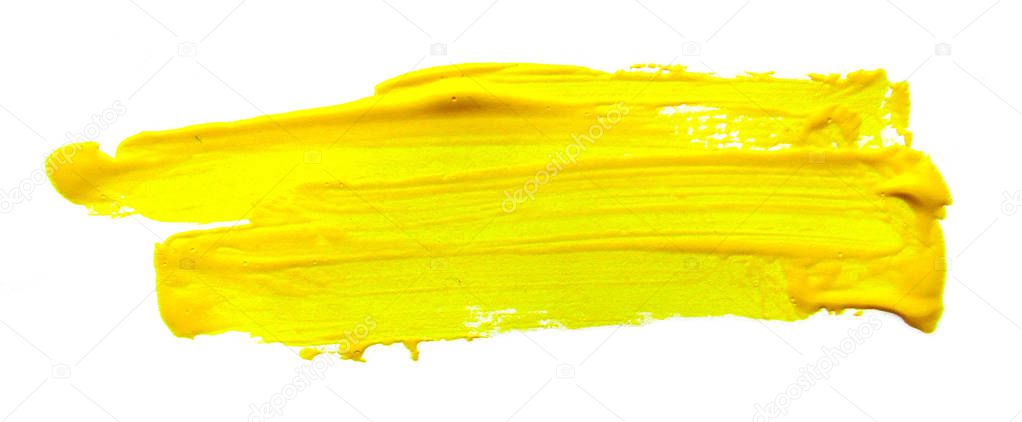 Yellow abstract gouache brush stroke 