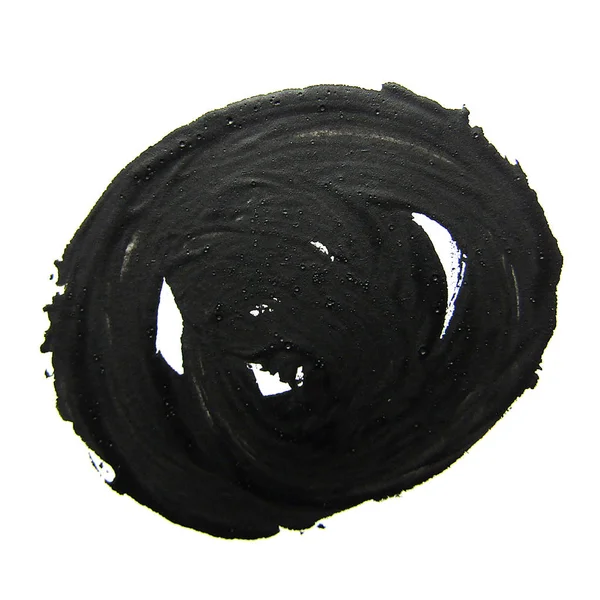 Schwarzer Kreis. abstrakte Gouache-Pinselstriche — Stockfoto