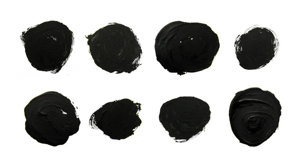 Conjunto de círculos negros. Pinceladas de gouache abstractas —  Fotos de Stock