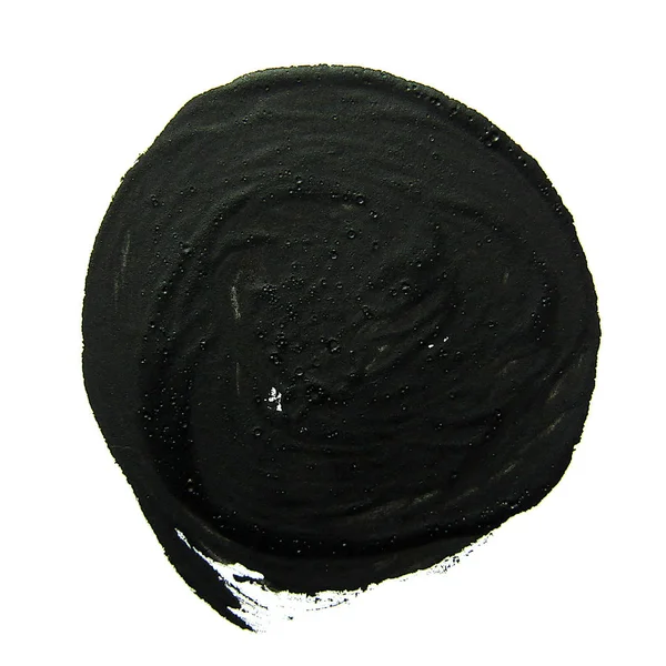 Černý kruh. Tah štětce abstraktní kvaš — Stock fotografie