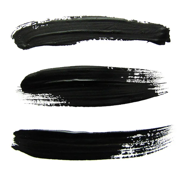 Set of black gouache brush strokes — Stock Photo, Image