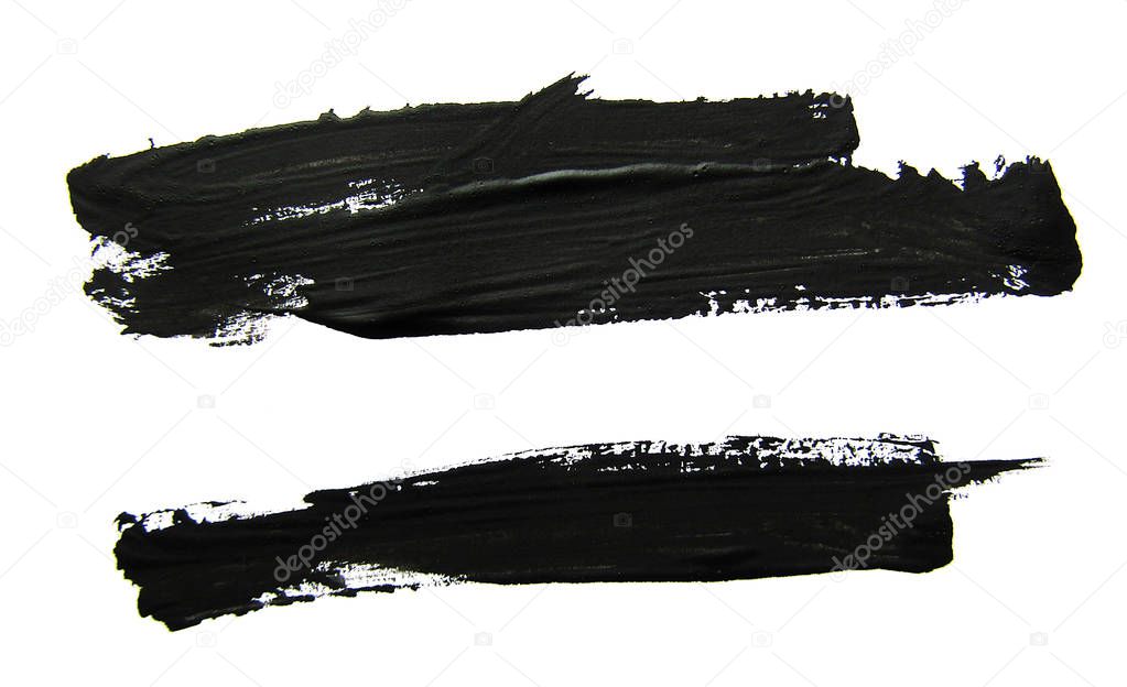 Set of black gouache brush strokes