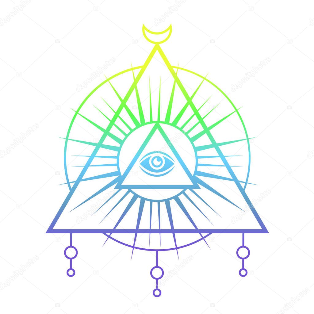 Sacred eye. Tattoo mystic design