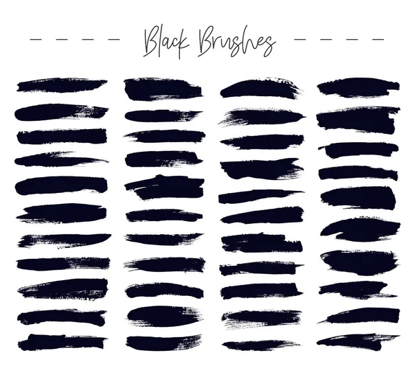 Set de pinceladas de tinta negra — Vector de stock