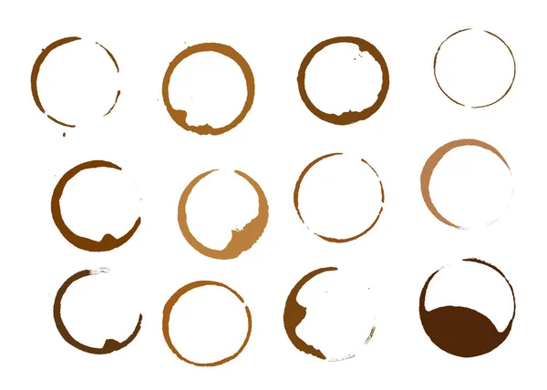 Set of coffee round stains and blots — Stock Vector