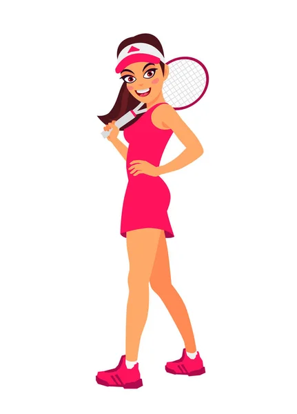 Menina bonita jogar tênis — Vetor de Stock