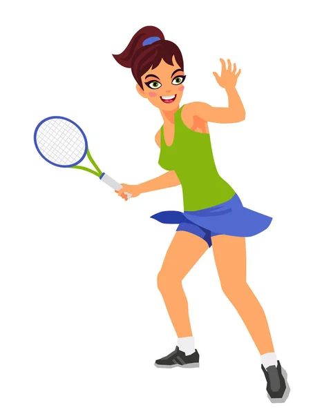 Hermosa chica joven jugar tenis — Vector de stock