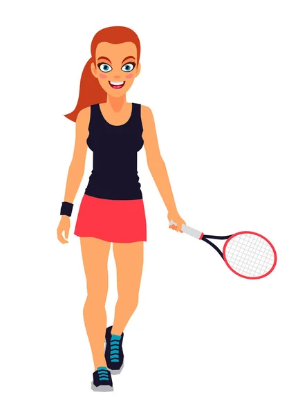 Menina bonito jogar tênis — Vetor de Stock