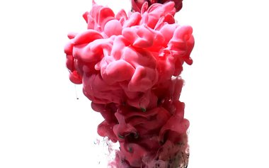 Beyaz arka planda güçlü boya patlaması. Pembe abstrac