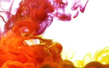 Suda suluboya mürekkep. Turuncu soyut arkaplan. 