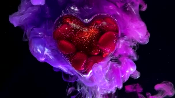 Shiny Transparent Heart Filled Small Red Hearts Concept Valentine Day — Stock Video