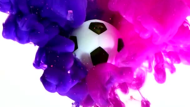 Soccer Ball Beautiful Purple Pink Sparkling Background Concept Advertising Football — Stock Video