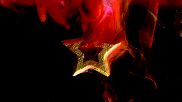 Красивая Золотая Звезда Фантастическом Фоне Концепция Мужскому Празднику День Защитника — стоковое видео