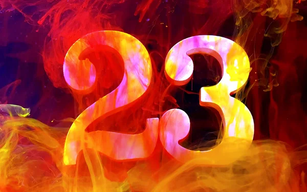 White numbers 23 on a fiery background. Concept for men's holida — 스톡 사진