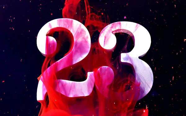 White numbers 23 on a red fiery background. Concept for men's ho — Stock Photo, Image