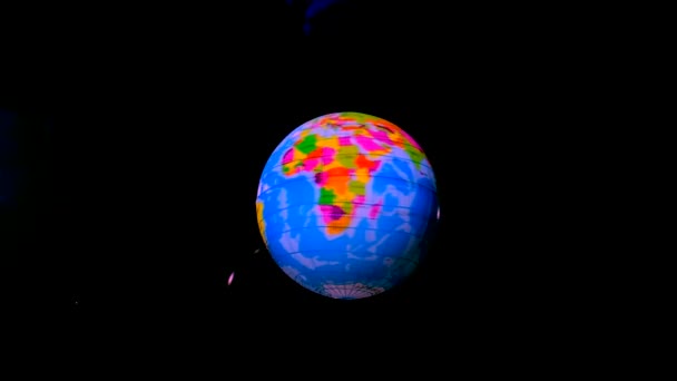 Planeet Aarde Uit Ruimte Draait Rond Zijn Blauwe Roze Aquarelinkt — Stockvideo