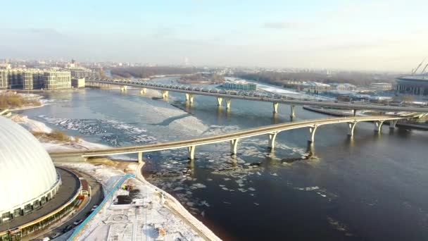 Petersburg Rosja Stycznia 2020 Widok Lotu Ptaka Rzekę Nevę Park — Wideo stockowe
