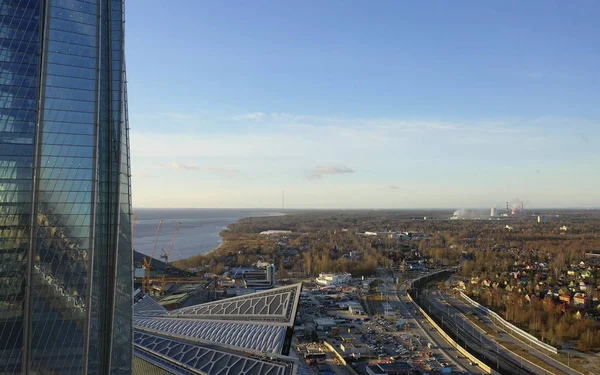 Vista aerea della città e grattacielo centro di Lakhta . — Foto Stock