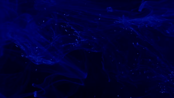 Tinta Acrílica Azul Agua Sobre Fondo Negro Fondo Mágico Cósmico — Vídeos de Stock
