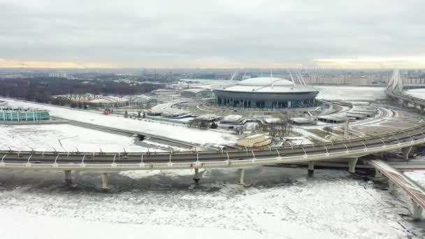 Petersburg Russia February 2020 Aerial View Gazprom Arena Stadium Known — Αρχείο Βίντεο