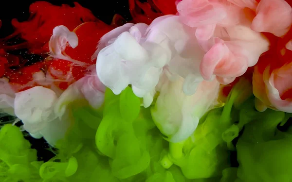 Rött Vitt Och Grönt Akvarellbläck Vatten Mäktig Explosion Färger Snygg — Stockfoto
