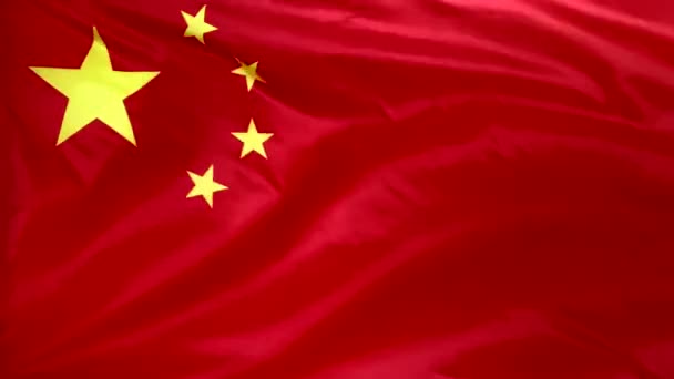 Kinas Flagga Viftar Vinden Kinesisk Flagga Närbild — Stockvideo