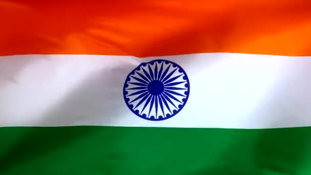 Bandera India Ondeando Viento Bandera India Cerca — Vídeos de Stock