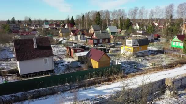 Vista Aérea Uma Paisagem Rural Dia Ensolarado Inverno Voo Drone — Vídeo de Stock