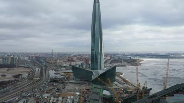 Petersburg Rússia Março 2020 Vista Aérea Arranha Céu Centro Lakhta — Vídeo de Stock