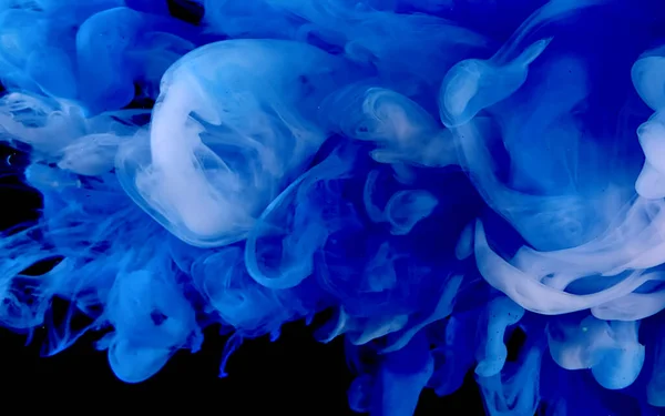Blå Akvarell Bläck Vatten Svart Bakgrund Kosmisk Magisk Bakgrund Blå — Stockfoto