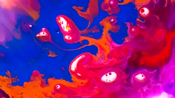 Tinta Acuarela Multicolor Agua Con Aceite Fondo Tendencia Futurista Planetas — Vídeos de Stock
