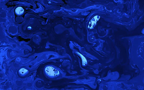Blauwe Aquarelinkt Water Olie Geweldige Futuristische Achtergrond Planeten Het Universum — Stockfoto