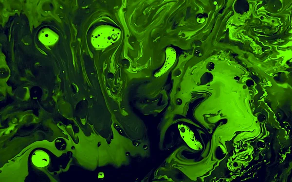 Inchiostro Verde Acquerello Acqua Olio Incredibile Sfondo Futuristico Pianeti Universo — Foto Stock