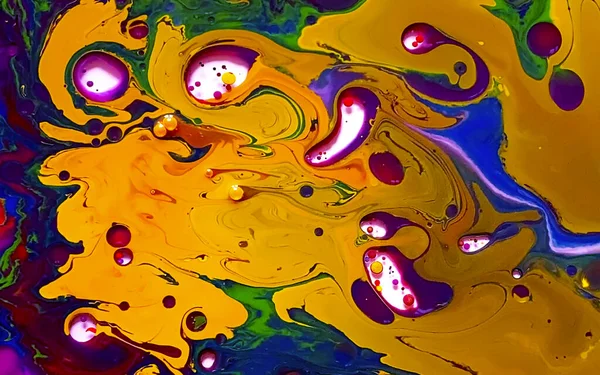 Tinta Acuarela Multicolor Agua Aceite Increíble Fondo Futurista Planetas Universo — Foto de Stock