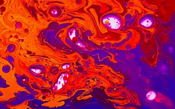 Inchiostro Arancione Viola Acquerello Acqua Olio Incredibile Sfondo Futuristico Pianeti — Foto Stock