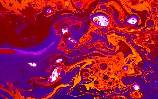 Inchiostro Arancione Viola Acquerello Acqua Olio Incredibile Sfondo Futuristico Pianeti — Foto Stock