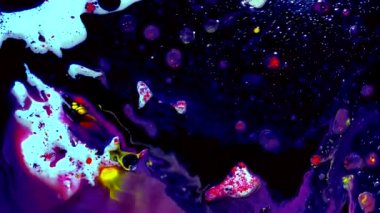 Suda suluboya mürekkep ve yağ. Gelecekçi trend geçmişi. Gezegenler, evren ve uzay. Havalı trend ekran koruyucu. Soyut arkaplan.