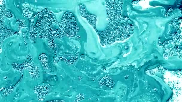 Encre Aquarelle Bleue Dans Eau Avec Huile Tendance Futuriste Planètes — Video