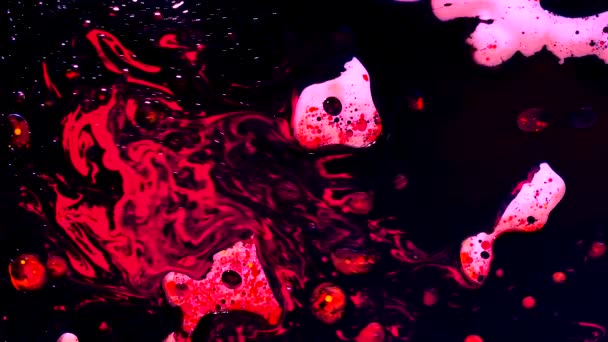 Mehrfarbige Aquarellfarbe Wasser Mit Futuristischer Trend Hintergrund Planeten Universum Und — Stockvideo