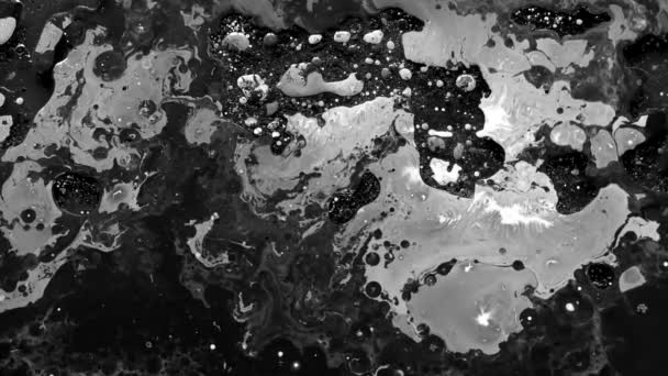 Molten Metal Lead Black White Watercolor Ink Oil Water Cool — Stock Video