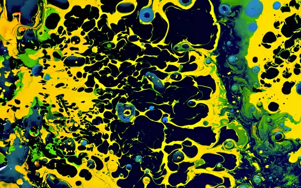 Κίτρινο Πράσινο Και Μαύρο Μελάνι Υδατογραφίας Νερό Πετρελαίου Cool Trending — Φωτογραφία Αρχείου