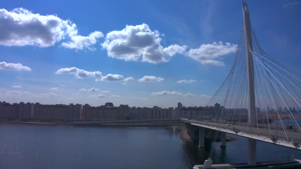 Vista Aérea Del Puente Sobre Calle Petrovsky Diámetro Occidental Alta — Vídeos de Stock