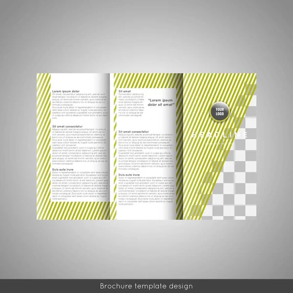 Business trifold brochure template design. Wavy lines background and world map infographic element. Place for photo. — Stock Vector